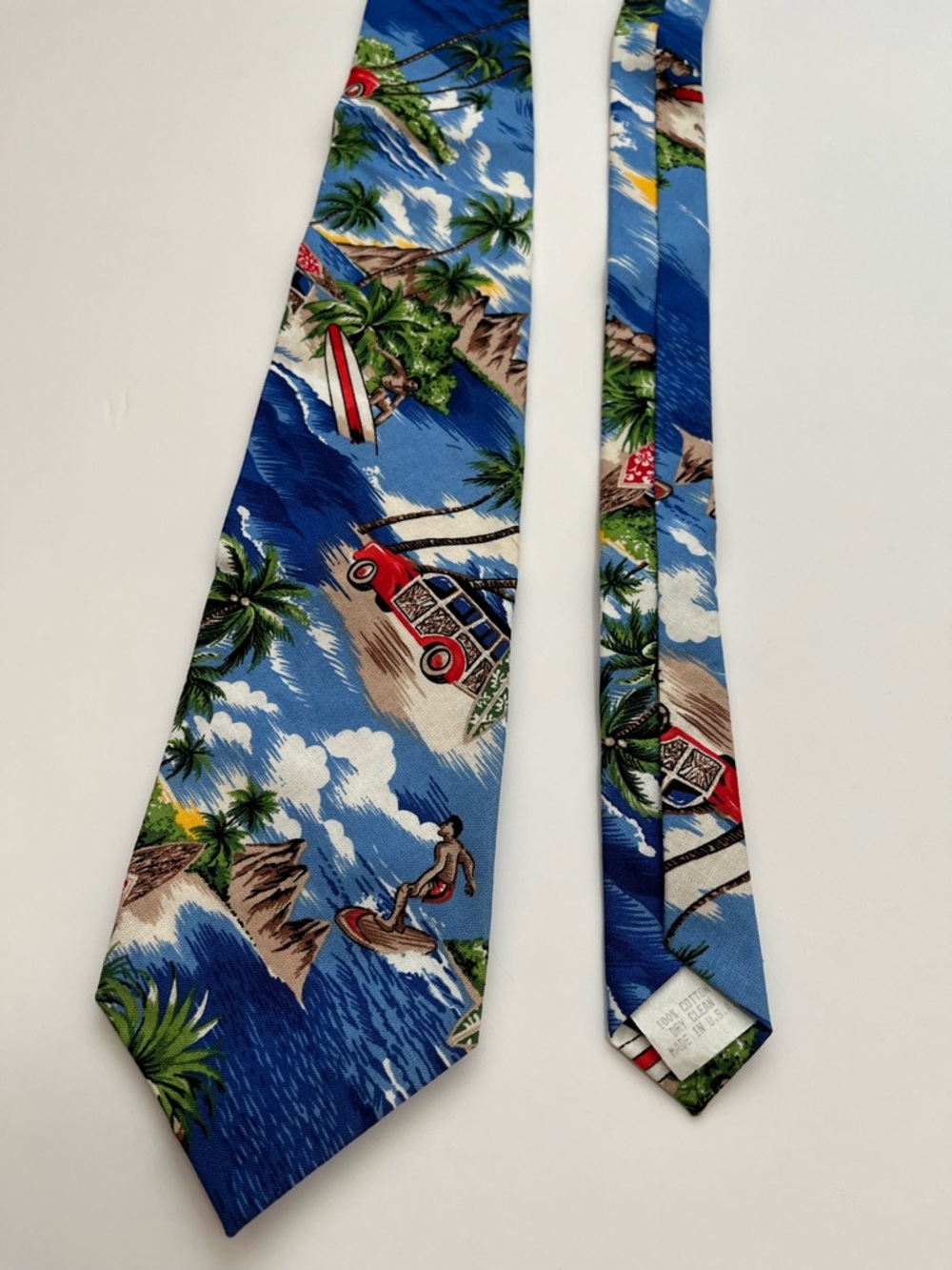 Blue Tropical Surf Scene Men's Tie